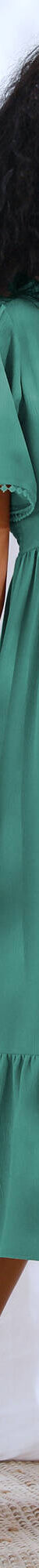 Robe longue volantée, décolleté macramé (turquoise) Robe longue volantée, décolleté macramé (turquoise)